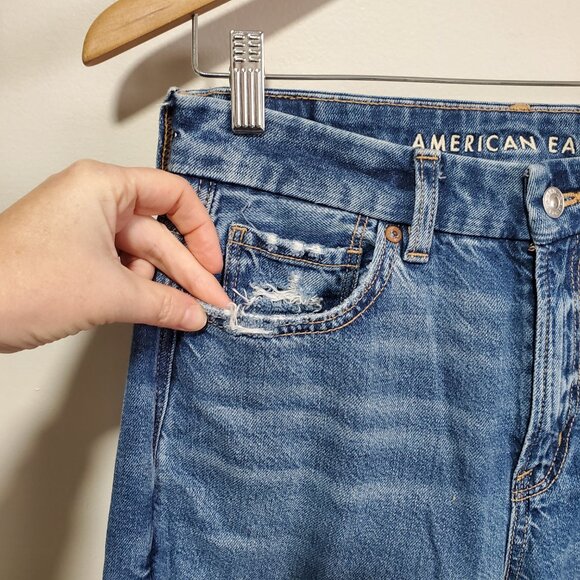 AMERICAN EAGLE Curvy Mom Jeans Real Good Ankle Hi-Rise Stretch Women 8 x 26" - Picture 3 of 15